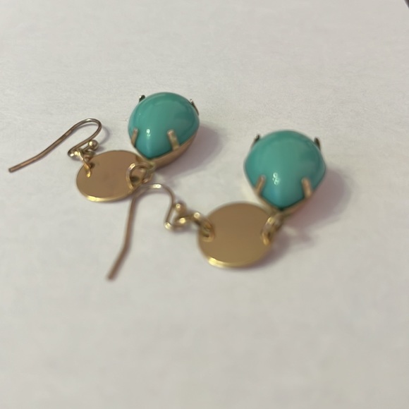 Turquoise and Gold-Tone Drop Dangle Earrings - Picture 8 of 9